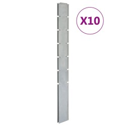 vidaXL Zaunpfosten 10 Stk. Silbern 180 cm Verzinkter Stahl