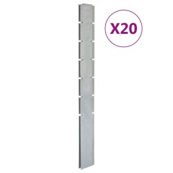 vidaXL Zaunpfosten 20 Stk. Silbern 180 cm Verzinkter Stahl