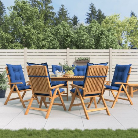 vidaXL Gartenstühle mit Kissen 6 Stk. Massivholz Teak