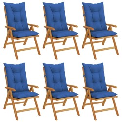 vidaXL Gartenstühle mit Kissen 6 Stk. Massivholz Teak