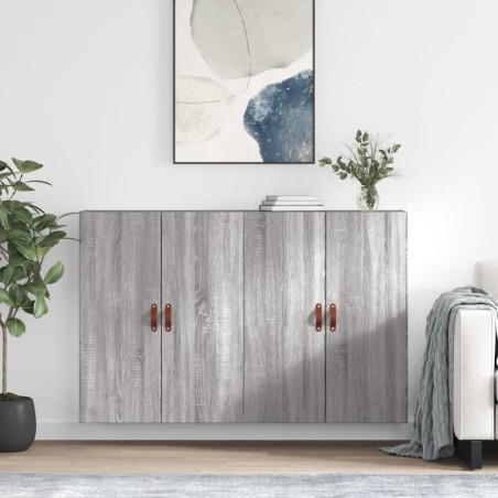 vidaXL Wandschränke 2 Stk. Grau Sonoma 69,5x34x90 cm