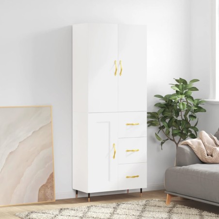vidaXL Highboard Hochglanz-Weiß 69,5x34x180 cm Holzwerkstoff