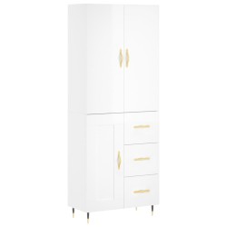 vidaXL Highboard Hochglanz-Weiß 69,5x34x180 cm Holzwerkstoff