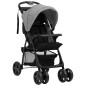 2-in-1 Kinderwagen Hellgrau und Schwarz Stahl 2-in-1 Kinderwagen Hellgrau und Schwarz Stahl