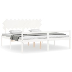 vidaXL Massivholzbett mit Kopfteil Weiß 200x200 cm