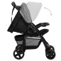 2-in-1 Kinderwagen Hellgrau und Schwarz Stahl 2-in-1 Kinderwagen Hellgrau und Schwarz Stahl