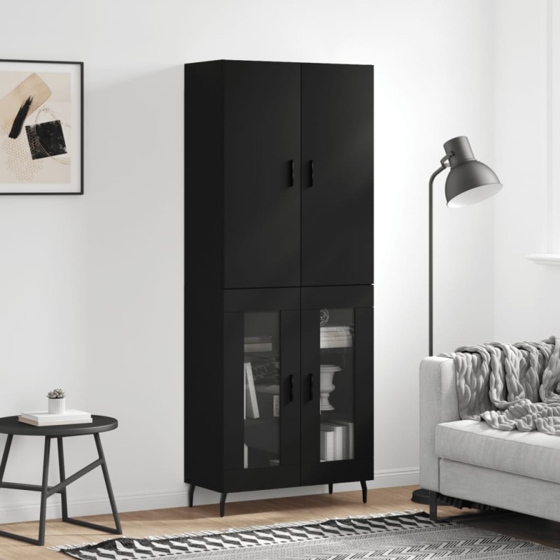 vidaXL Highboard Schwarz 69,5x34x180 cm Holzwerkstoff vidaXL Highboard Schwarz 69,5x34x180 cm Holzwerkstoff