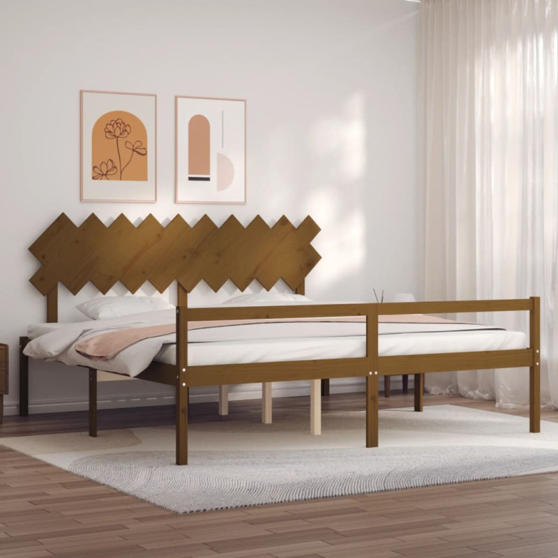 vidaXL Massivholzbett mit Kopfteil Honigbraun 200x200 cm vidaXL Massivholzbett mit Kopfteil Honigbraun 200x200 cm