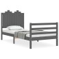 vidaXL Massivholzbett mit Kopfteil Grau 90x200 cm vidaXL Massivholzbett mit Kopfteil Grau 90x200 cm