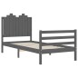 vidaXL Massivholzbett mit Kopfteil Grau 90x200 cm vidaXL Massivholzbett mit Kopfteil Grau 90x200 cm