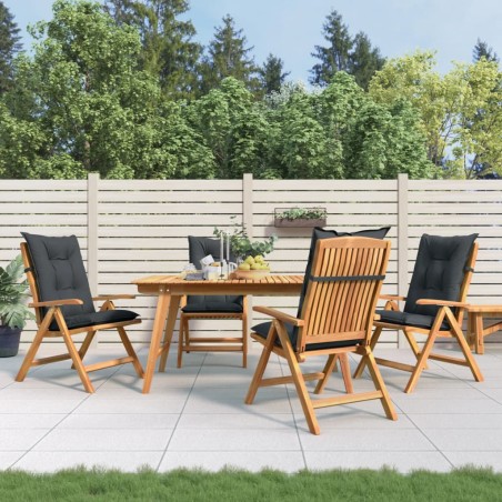 vidaXL Gartenstühle mit Kissen 4 Stk. Massivholz Teak