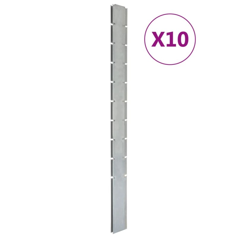 vidaXL Zaunpfosten 10 Stk. Silbern 240 cm Verzinkter Stahl vidaXL Zaunpfosten 10 Stk. Silbern 240 cm Verzinkter Stahl