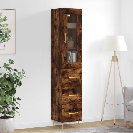 vidaXL Highboard Räuchereiche 34,5x34x180 cm Holzwerkstoff