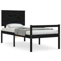 vidaXL Massivholzbett mit Kopfteil Schwarz 100x200 cm