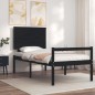 vidaXL Massivholzbett mit Kopfteil Schwarz 100x200 cm vidaXL Massivholzbett mit Kopfteil Schwarz 100x200 cm