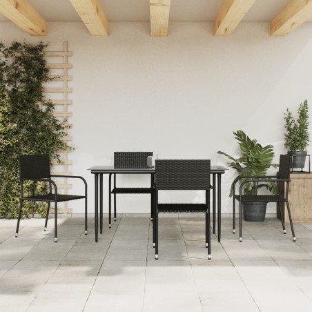 vidaXL 5-tlg. Garten-Essgruppe Schwarz Poly Rattan und Stahl