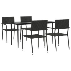 vidaXL 5-tlg. Garten-Essgruppe Schwarz Poly Rattan und Stahl