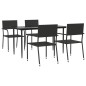 vidaXL 5-tlg. Garten-Essgruppe Schwarz Poly Rattan und Stahl vidaXL 5-tlg. Garten-Essgruppe Schwarz Poly Rattan und Stahl