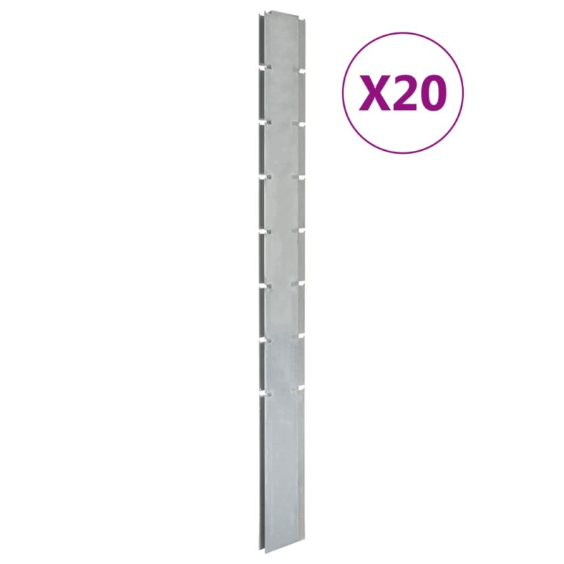 vidaXL Zaunpfosten 20 Stk. Silbern 200 cm Verzinkter Stahl vidaXL Zaunpfosten 20 Stk. Silbern 200 cm Verzinkter Stahl