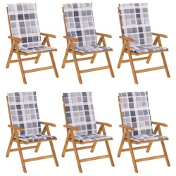 vidaXL Gartenstühle mit Kissen 6 Stk. Massivholz Teak