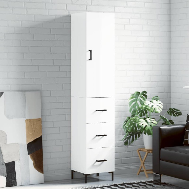 vidaXL Highboard Hochglanz-Weiß 34,5x34x180 cm Holzwerkstoff vidaXL Highboard Hochglanz-Weiß 34,5x34x180 cm Holzwerkstoff