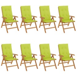 vidaXL Gartenstühle mit Auflagen 8 Stk. Massivholz Teak