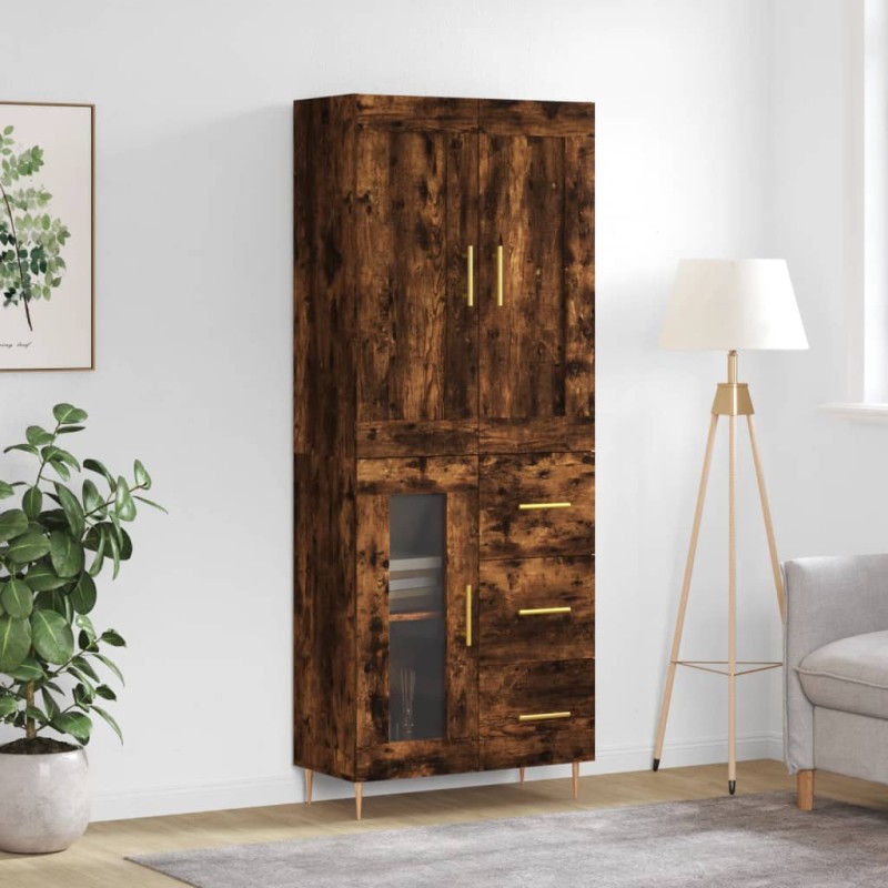 vidaXL Highboard Räuchereiche 69,5x34x180 cm Holzwerkstoff vidaXL Highboard Räuchereiche 69,5x34x180 cm Holzwerkstoff