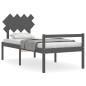 vidaXL Massivholzbett mit Kopfteil Grau 90x200 cm vidaXL Massivholzbett mit Kopfteil Grau 90x200 cm
