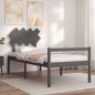 vidaXL Massivholzbett mit Kopfteil Grau 90x200 cm vidaXL Massivholzbett mit Kopfteil Grau 90x200 cm