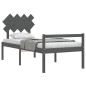 vidaXL Massivholzbett mit Kopfteil Grau 90x200 cm vidaXL Massivholzbett mit Kopfteil Grau 90x200 cm