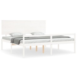 vidaXL Seniorenbett mit Kopfteil 200x200 cm Weiß Massivholz