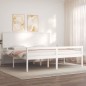 vidaXL Seniorenbett mit Kopfteil 200x200 cm Weiß Massivholz vidaXL Seniorenbett mit Kopfteil 200x200 cm Weiß Massivholz
