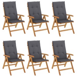 vidaXL Gartenstühle mit Kissen 6 Stk. Massivholz Teak