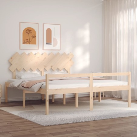vidaXL Massivholzbett mit Kopfteil