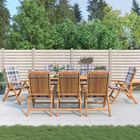 vidaXL Gartenstühle mit Auflagen 8 Stk. Massivholz Teak