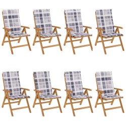 vidaXL Gartenstühle mit Auflagen 8 Stk. Massivholz Teak