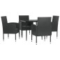 vidaXL 5-tlg. Garten-Essgruppe Schwarz Poly Rattan und Stahl vidaXL 5-tlg. Garten-Essgruppe Schwarz Poly Rattan und Stahl