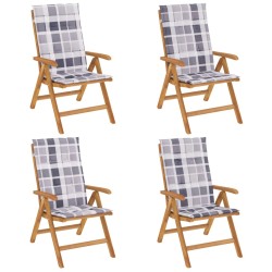 vidaXL Gartenstühle mit Kissen 4 Stk. Massivholz Teak