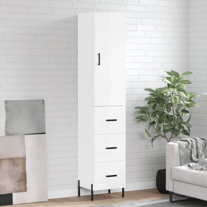 vidaXL Highboard Hochglanz-Weiß 34,5x34x180 cm Holzwerkstoff vidaXL Highboard Hochglanz-Weiß 34,5x34x180 cm Holzwerkstoff