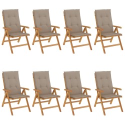 vidaXL Gartenstühle mit Auflagen 8 Stk. Massivholz Teak
