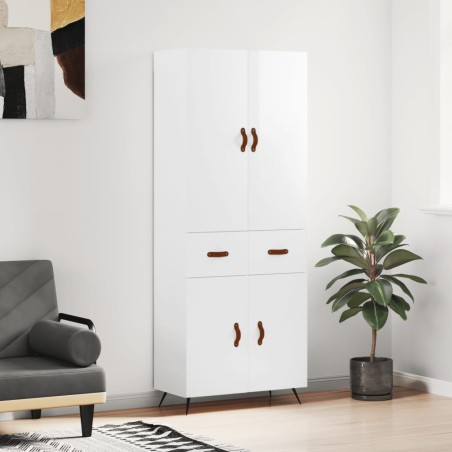vidaXL Highboard Hochglanz-Weiß 69,5x34x180 cm Holzwerkstoff