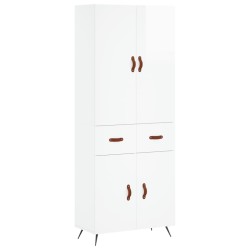 vidaXL Highboard Hochglanz-Weiß 69,5x34x180 cm Holzwerkstoff
