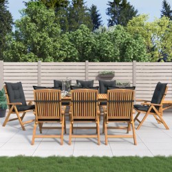 vidaXL Gartenstühle mit Auflagen 8 Stk. Massivholz Teak