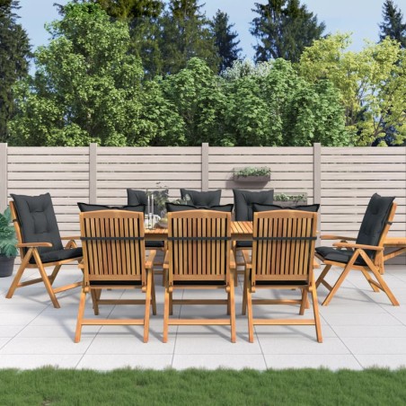 vidaXL Gartenstühle mit Auflagen 8 Stk. Massivholz Teak