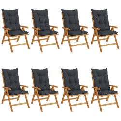 vidaXL Gartenstühle mit Auflagen 8 Stk. Massivholz Teak