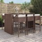 vidaXL 7-tlg. Gartenbar-Set mit Kissen Braun Poly Rattan vidaXL 7-tlg. Gartenbar-Set mit Kissen Braun Poly Rattan