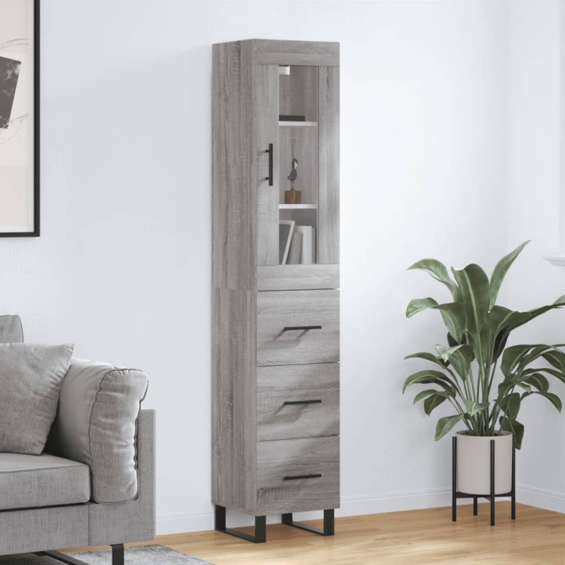 vidaXL Highboard Grau Sonoma 34,5x34x180 cm Holzwerkstoff vidaXL Highboard Grau Sonoma 34,5x34x180 cm Holzwerkstoff