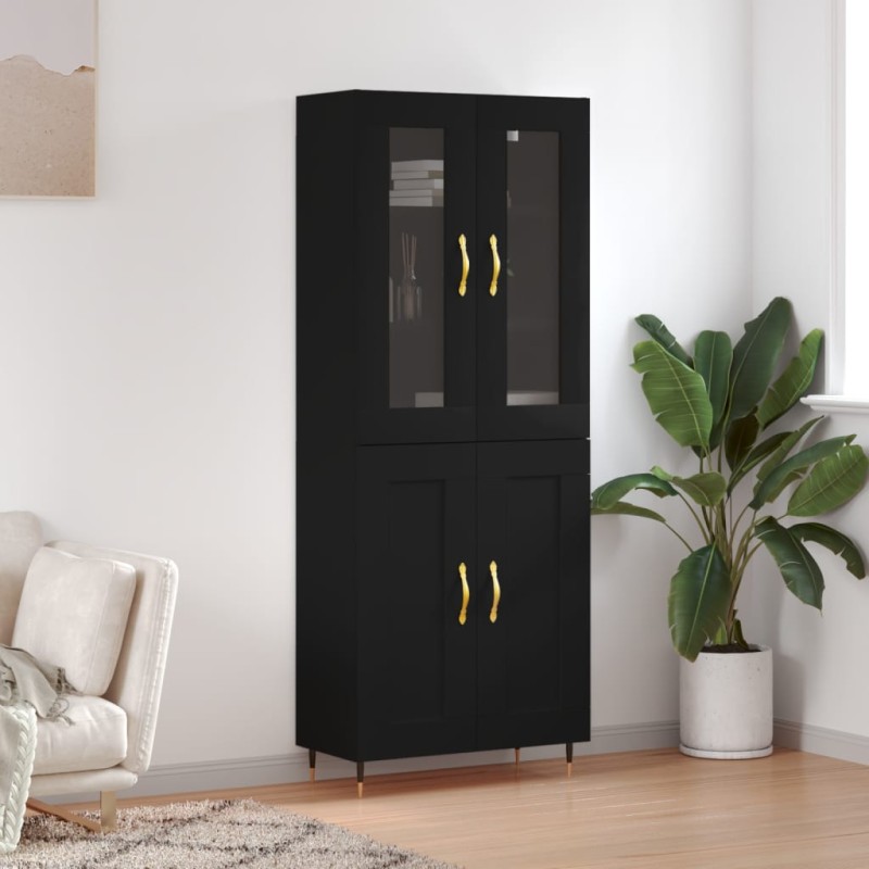 vidaXL Highboard Schwarz 69,5x34x180 cm Holzwerkstoff vidaXL Highboard Schwarz 69,5x34x180 cm Holzwerkstoff