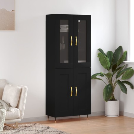 vidaXL Highboard Schwarz 69,5x34x180 cm Holzwerkstoff