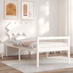 vidaXL Massivholzbett mit Kopfteil Weiß 90x200 cm